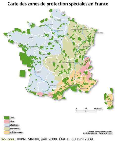 Carte de France avec zones protégées