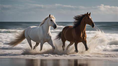 Chevaux sur une plage normande