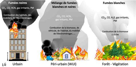 schéma de la composition de la fumée d'incendie