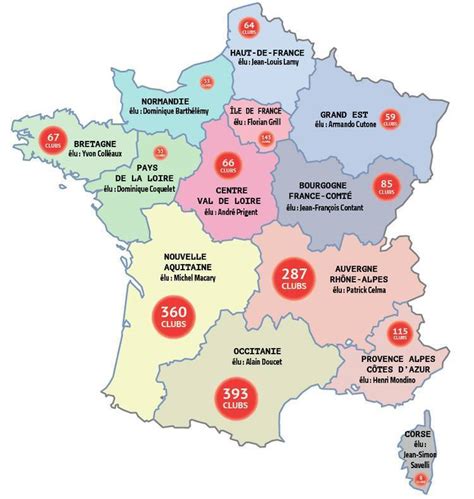 Carte de France des clubs d'escrime