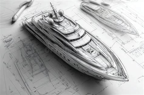 Schéma technique d'un yacht avec dimensions
