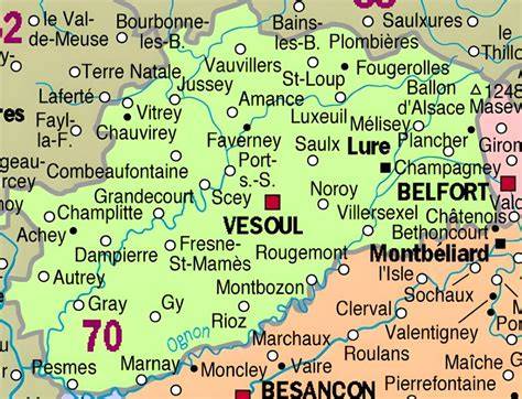 Carte de la Haute-Saône avec Cerre-lès-Noroy mis en évidence