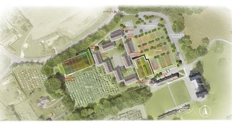 Bâtiments d'un lycée agricole avec des chevaux à proximité