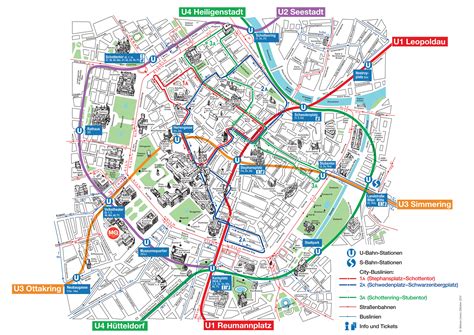 Carte des principaux arrêts de fiacres dans le centre de Vienne