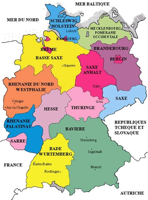 Carte de l'Allemagne mettant en évidence les différentes régions des ligues régionales