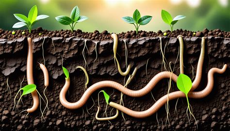 Illustration montrant l'action bénéfique des vers de terre dans le sol