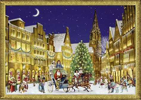 Illustration d'un calendrier de l'Avent traditionnel avec des images religieuses