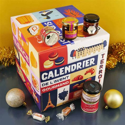 Image d'un calendrier de l'Avent gastronomique avec divers produits