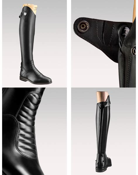 Gros plan sur le grain d'un cuir souple de botte d'équitation