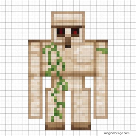 Un Golem de Fer en pixel art dans Minecraft