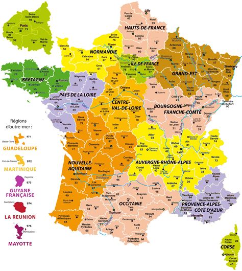 Carte de France mettant en évidence différentes régions proposant des colonies d'équitation