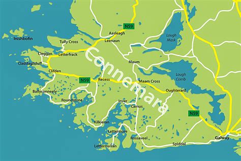 Carte de l'Irlande mettant en évidence la région du Connemara