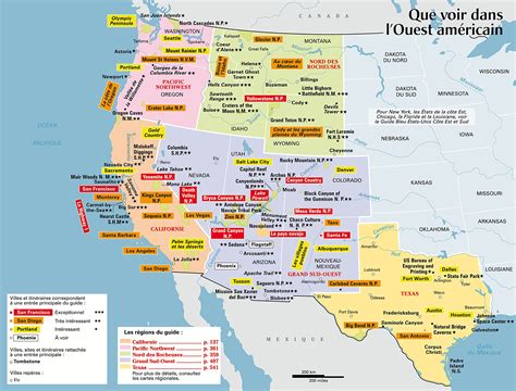 Carte du Far West américain avec des points d'intérêt