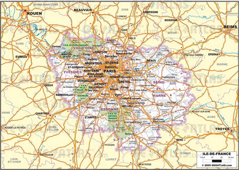 Carte de l'Île-de-France avec l'emplacement de Clairefontaine