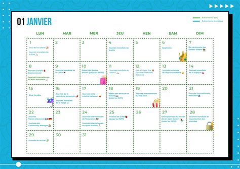 Calendrier avec des dates importantes marquées