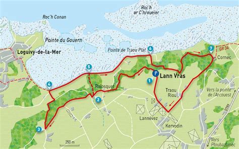 Carte schématique du sentier côtier longeant la Pointe de la Jument