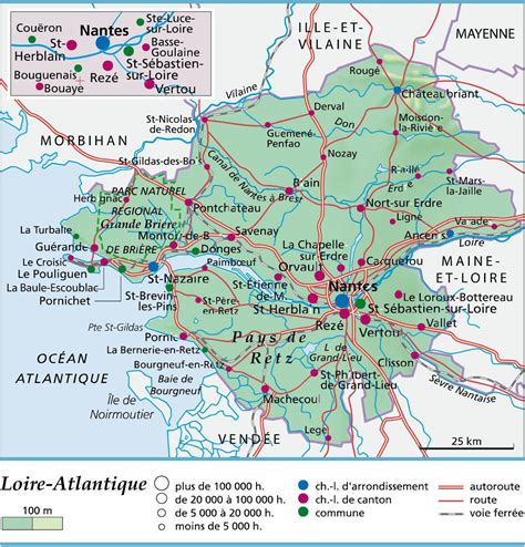 Carte de la Loire-Atlantique avec ses principales villes