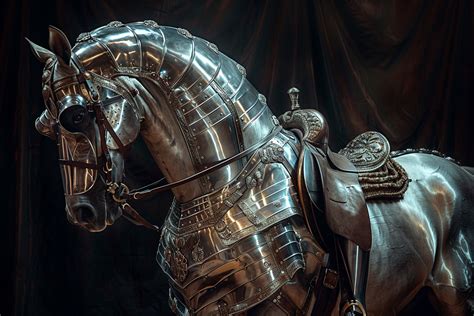 Chevalier en armure montant un destrier