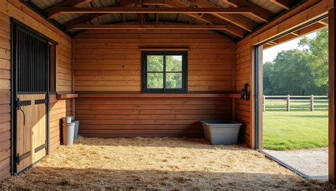 Photo d'un box de cheval spacieux et propre