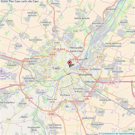 Carte de Caen indiquant l'emplacement de l'hippodrome