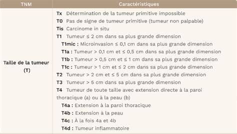 Diagramme du système TNM pour la stadification du cancer du sein