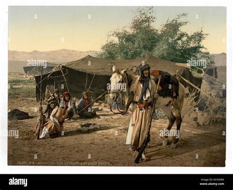 Gravure ancienne de Bédouins et leurs chevaux