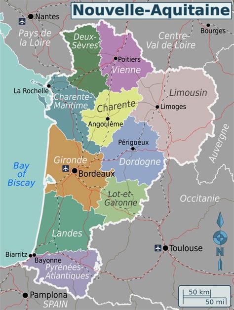 Carte de la région Nouvelle-Aquitaine avec un point d'intérêt pour Ladiville