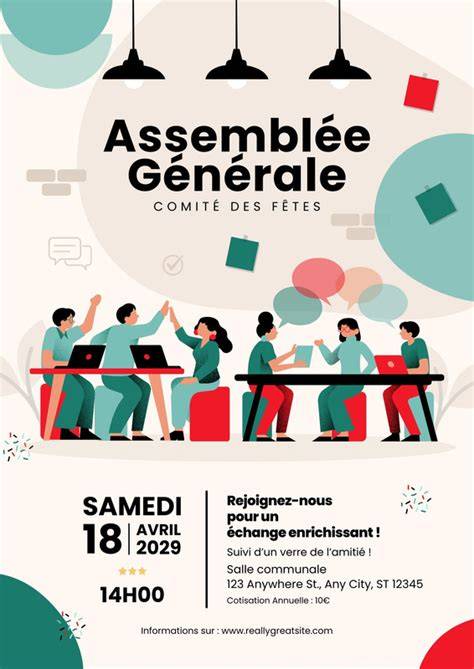 Illustration de personnes participant à une assemblée générale d'association
