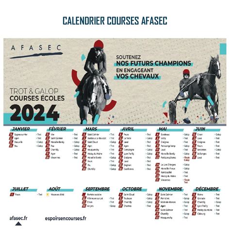 Calendrier des courses hippiques avec des icônes représentant chaque type de course