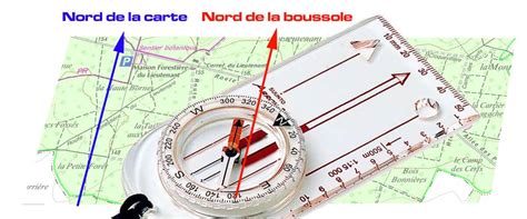 Carte avec une boussole et des points de repère