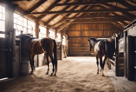 Cheval au travail dans une écurie