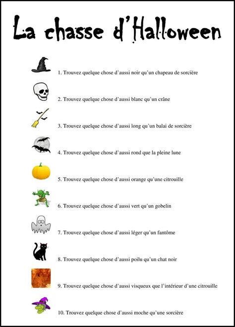 Carte d'énigmes pour une chasse au trésor d'Halloween