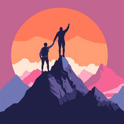 Illustration conceptuelle de quelqu'un atteignant le sommet d'une montagne