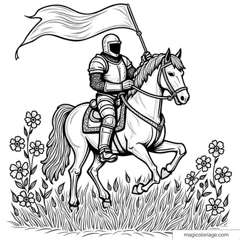 Chevalier en armure sur un destrier