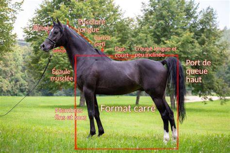 Diagramme comparant la structure osseuse du Pur-Sang Arabe et d'autres chevaux