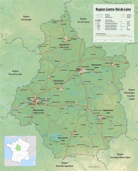 Carte de la région Centre-Val de Loire avec Vienne en Val mise en évidence