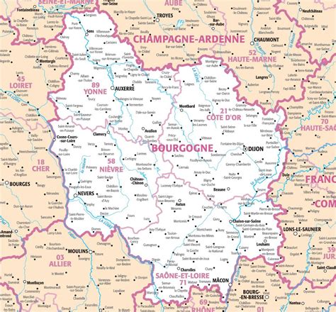 Carte de la Bourgogne montrant Saint-Nicolas-lès-Cîteaux