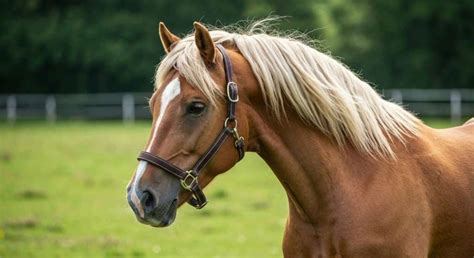 Cheval avec une crinière saine et brillante