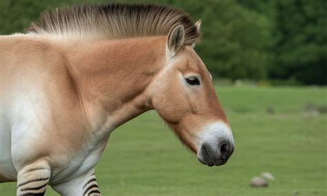 Portrait détaillé d'un cheval de Przewalski, mettant en avant sa crinière et sa robe