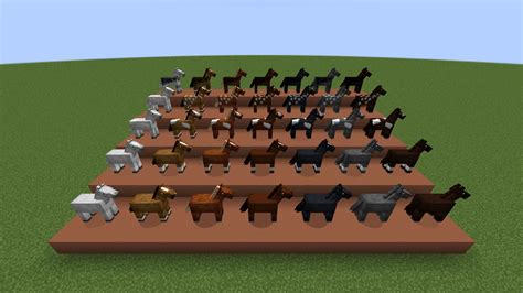 Tableau des différentes couleurs et marques de chevaux dans Minecraft