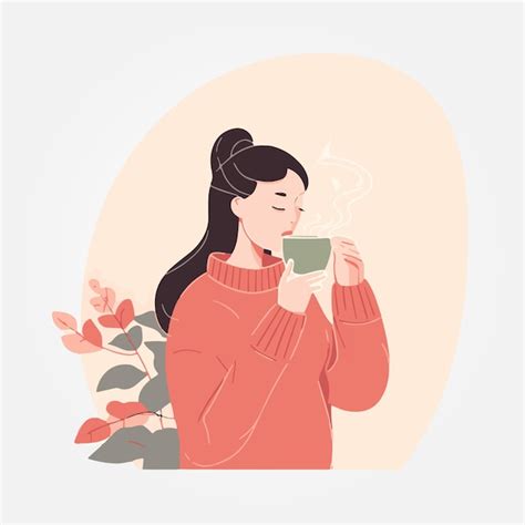 Illustration d'une femme enceinte buvant une tasse de tisane