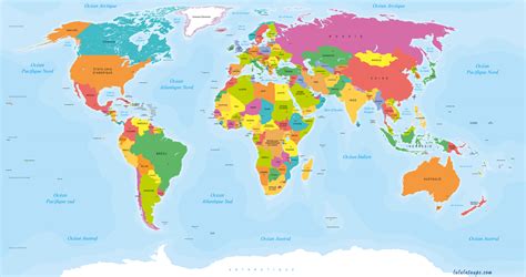 Carte du monde avec les pays participants à la Coupe du Monde de Rugby 2027