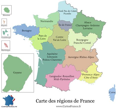 Carte de la France avec une région fictive marquée