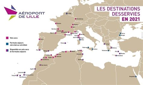 Carte des principales destinations desservies par l'aéroport de Nice-Côte d'Azur