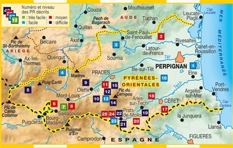 Carte des Pyrénées avec un itinéraire équestre traversant la chaîne