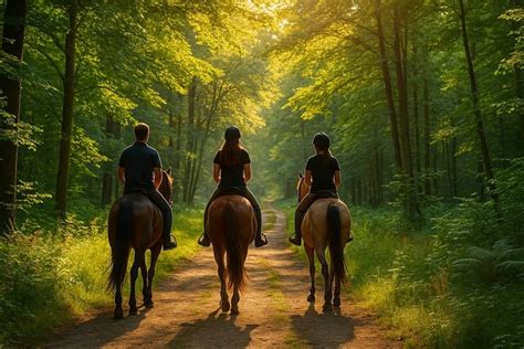 Cavaliers explorant une forêt à cheval