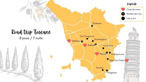 Une carte représentant la Toscane