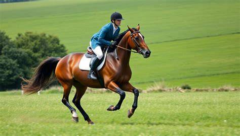 Cavalier traversant un champ au galop