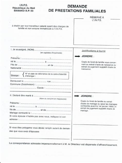 Un formulaire de demande de prestation sociale