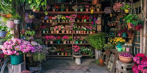 Une vitrine de boutique de fleurs colorée